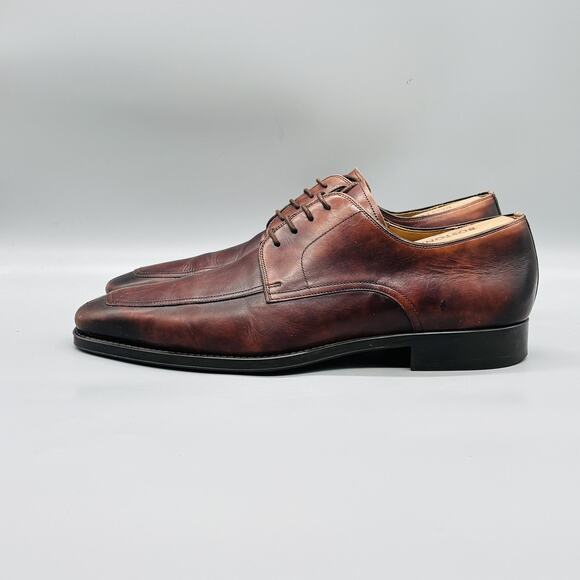 Magnanni Shoes Men 11 Brown Leather Derby Oxford Apron Toe Slip On Dress Classic main image 8